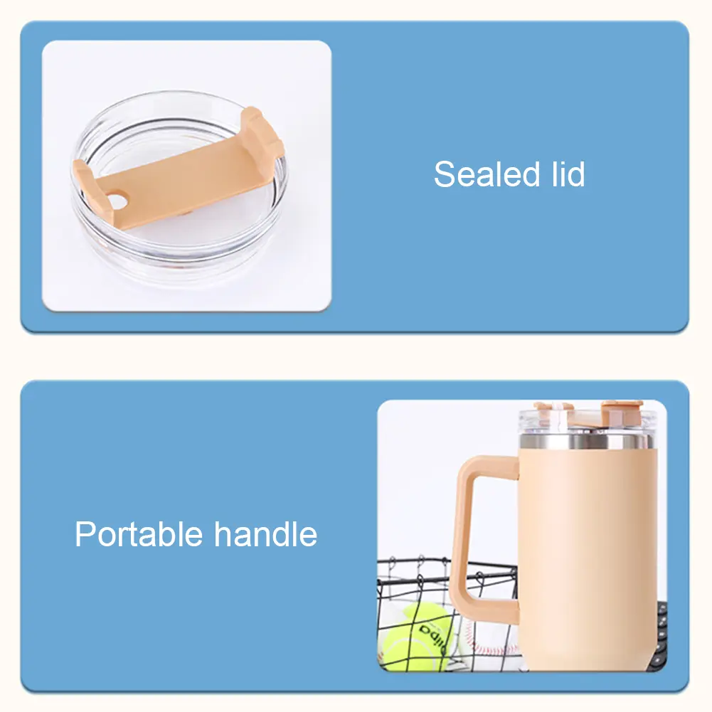 40oz Straw Double-Layer Insulated Cup with Handle Portable Water Cup Stainless Steel Travel Vacuum Flask for Cold Hot Beverages