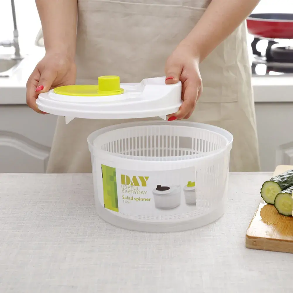 2 in 1 Household Manual Vegetable Dehydrator Drain Basket BPA Free Vegetables Salad Spinner Lettuce Leaf Quick Dry Kitchen Tools