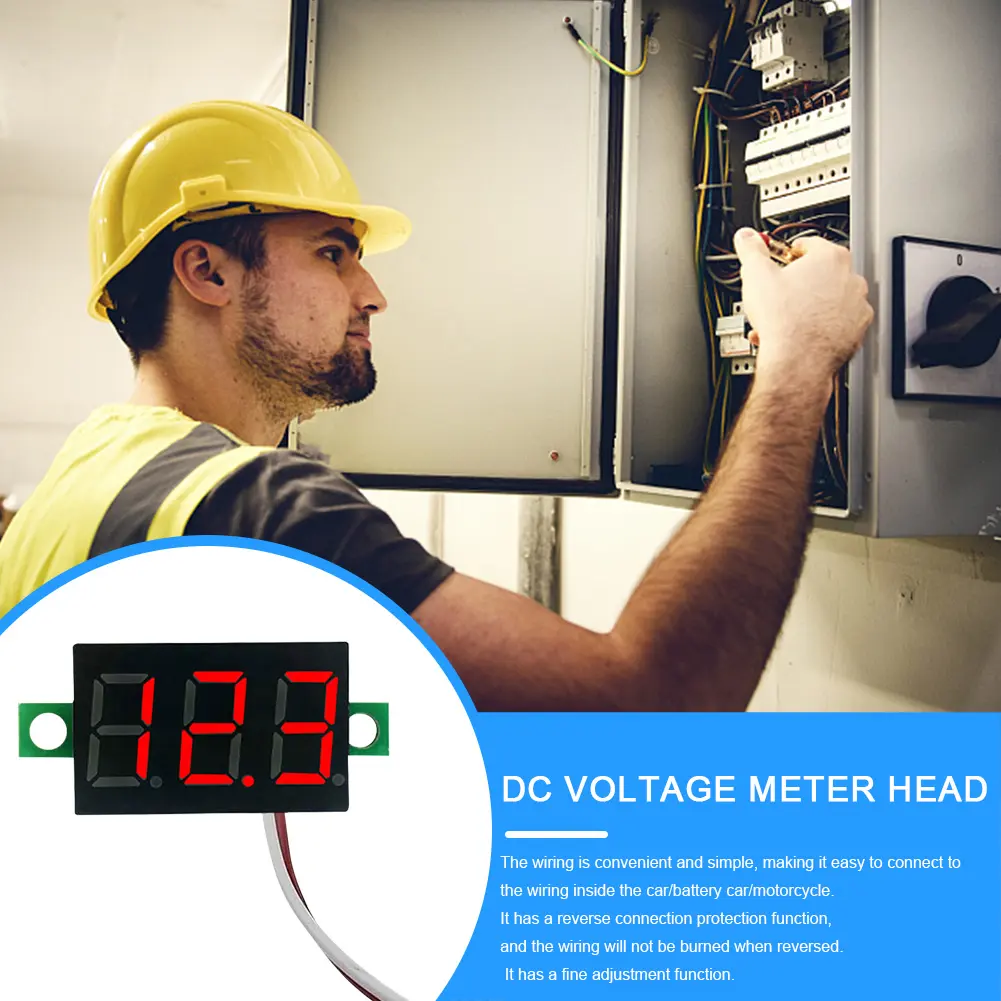 2 Wires Mini Digital Voltmeter LED Display DC 5V-30V 0.28 Inch DC Voltage Display Accurate Pressure Measurement DC Volt Meter
