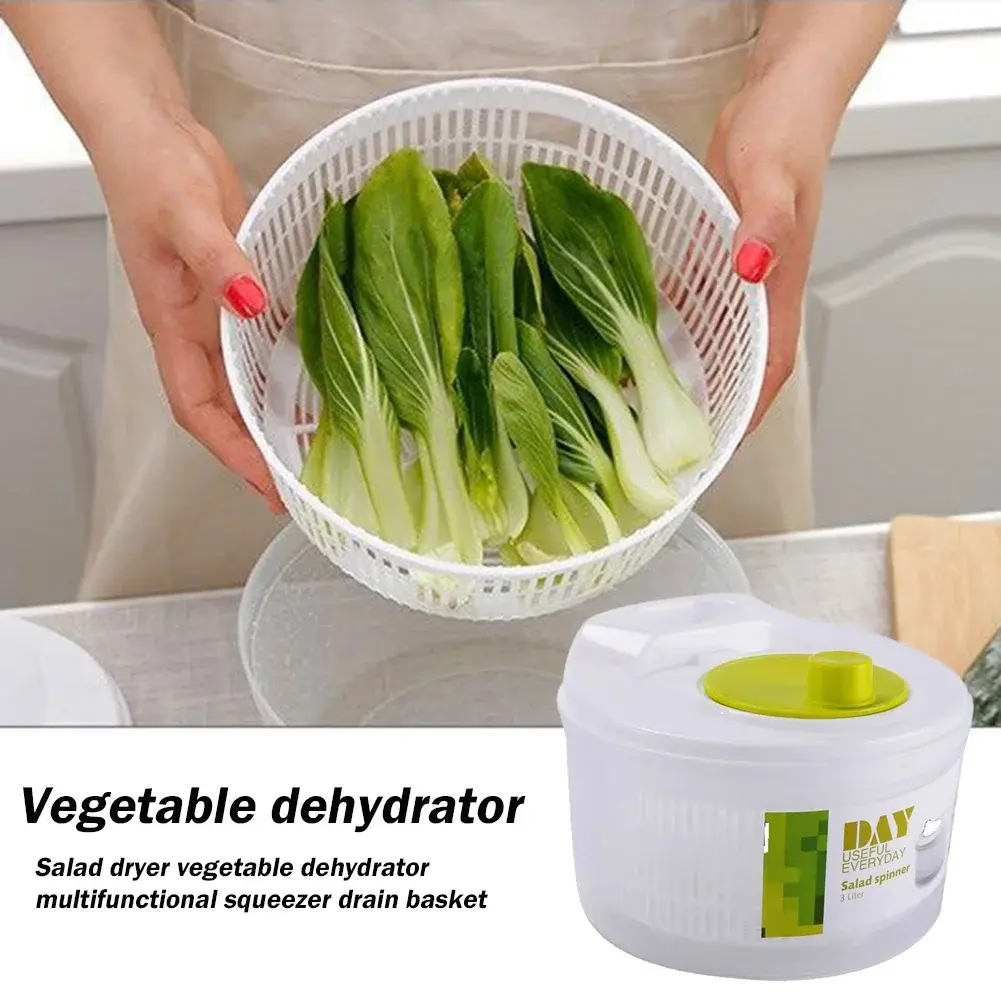2 in 1 Household Manual Vegetable Dehydrator Drain Basket BPA Free Vegetables Salad Spinner Lettuce Leaf Quick Dry Kitchen Tools