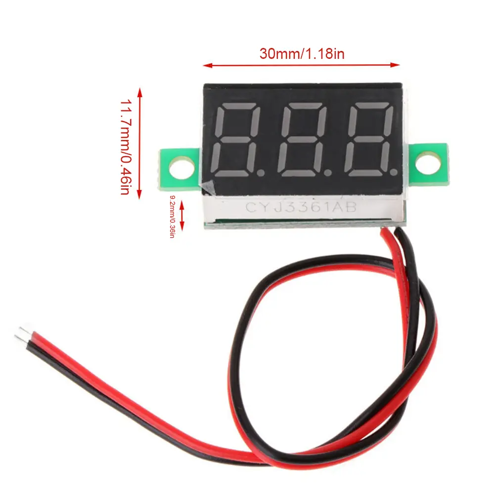 2 Wires Mini Digital Voltmeter LED Display DC 5V-30V 0.28 Inch DC Voltage Display Accurate Pressure Measurement DC Volt Meter