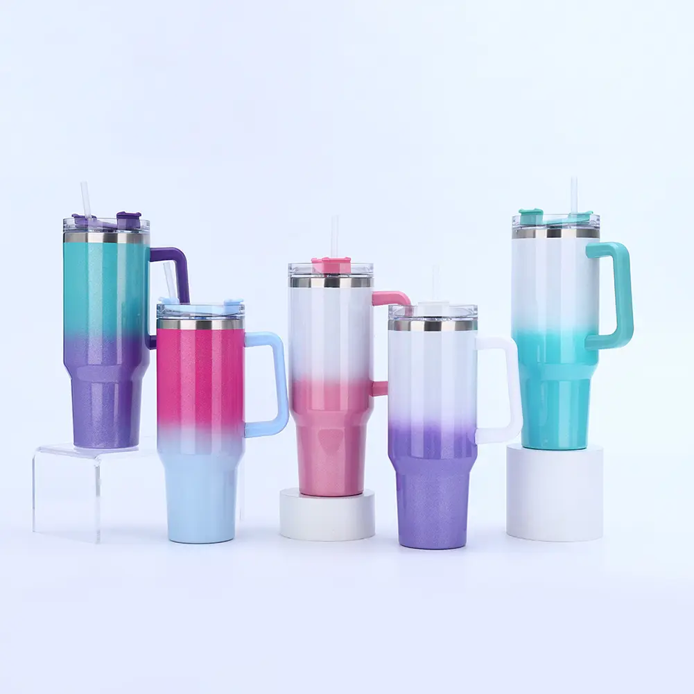40oz Straw Double-Layer Insulated Cup Stainless Steel Travel Vacuum Flask Vacuum Thermal Insulated Mug for Cold Hot Beverages