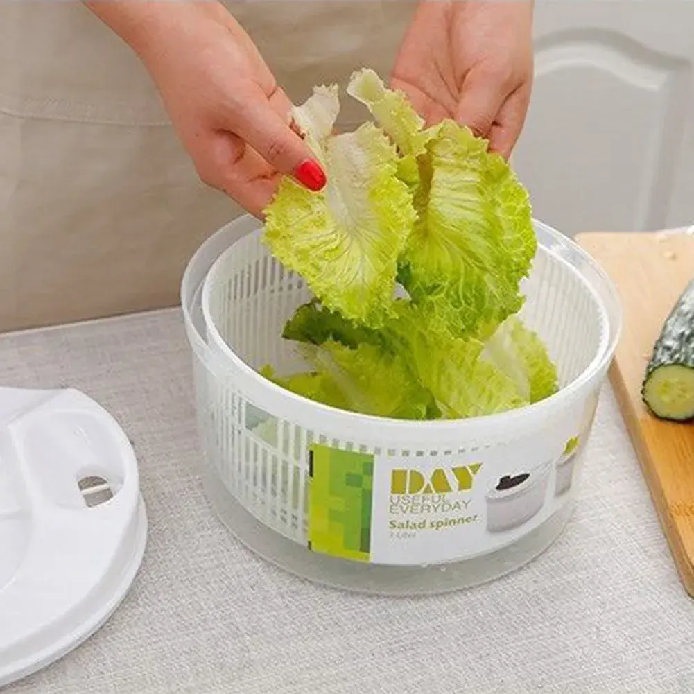 2 in 1 Household Manual Vegetable Dehydrator Drain Basket BPA Free Vegetables Salad Spinner Lettuce Leaf Quick Dry Kitchen Tools