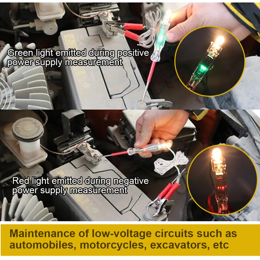 6V/12V/24V Auto Light Probe Pen Dual-color LED Light Automotive Circuit Tester Electric Light Test Pen Car Diagnostic Test Tools