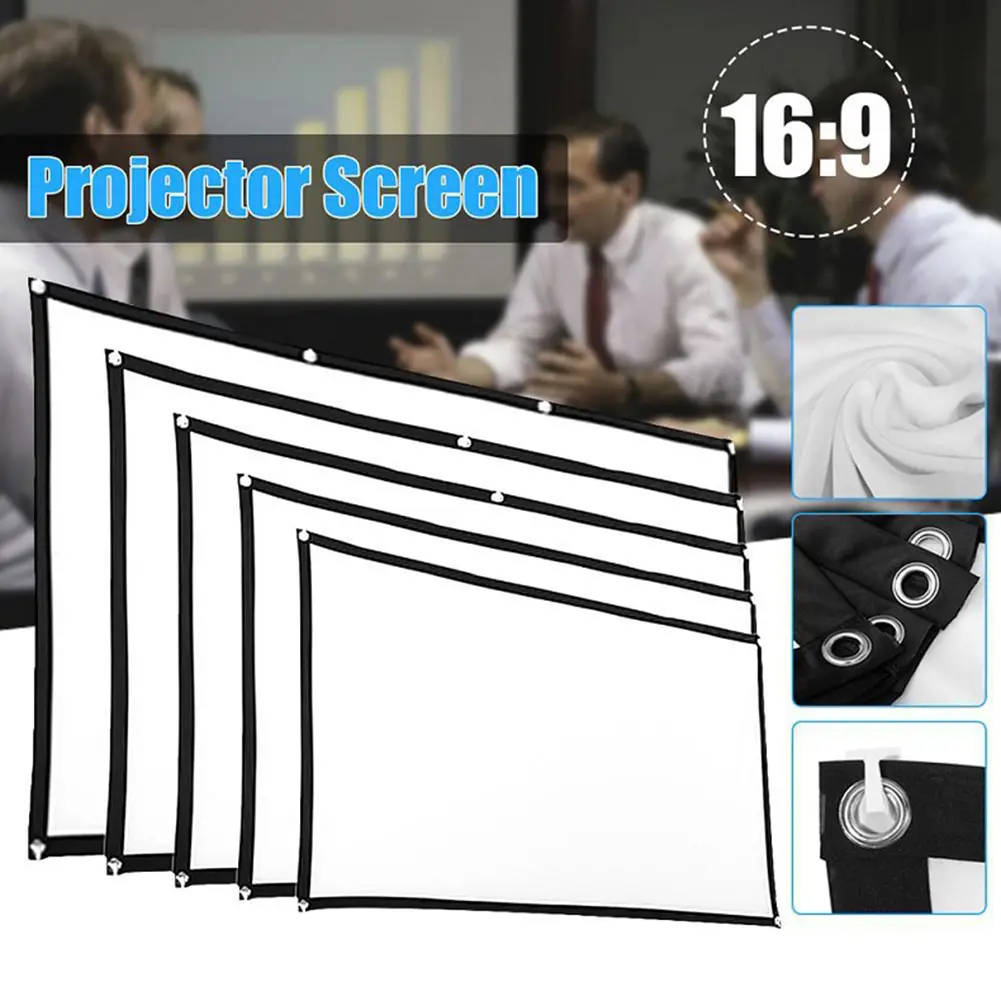 1/2PCS 16:9 Simple Projector Curtain Set Portable HD Display Screen Household Bedroom Decoration for Home Outdoor Office