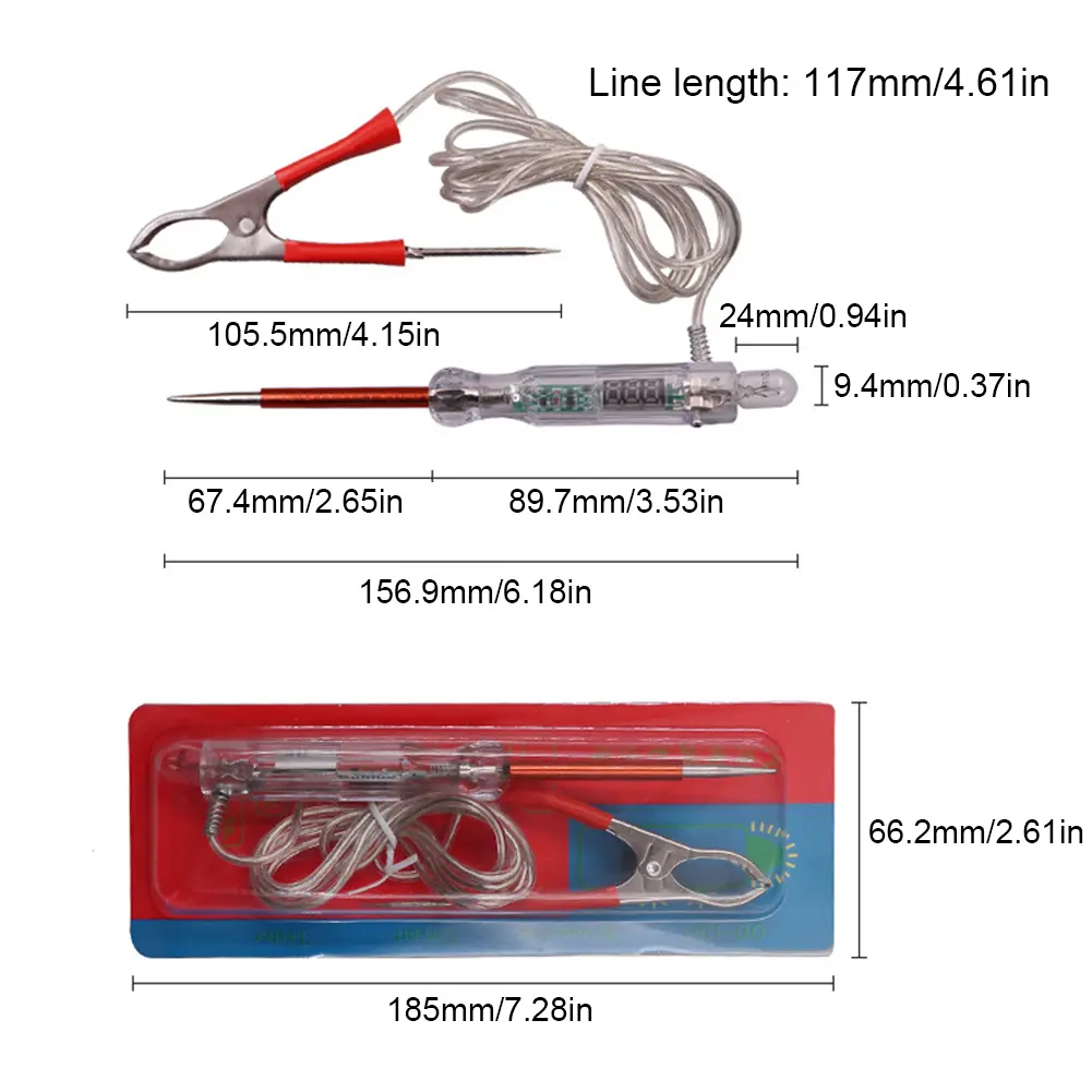 6V/12V/24V Auto Light Probe Pen Dual-color LED Light Automotive Circuit Tester Electric Light Test Pen Car Diagnostic Test Tools
