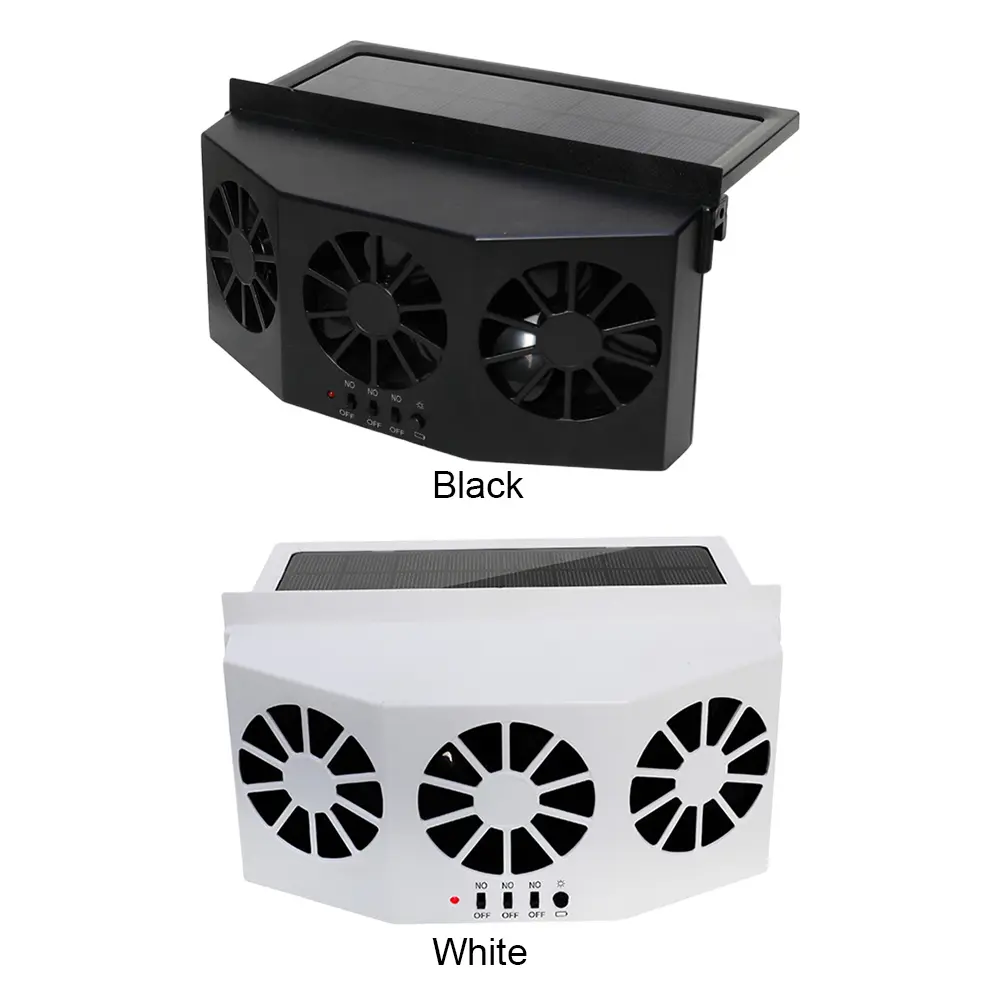 Car Cooling Fan 3 Heads Air Circulation Fan Solar Charging Electric Car Cooler 2.4V Multi-angle Adjustable for Vehicle Truck SUV