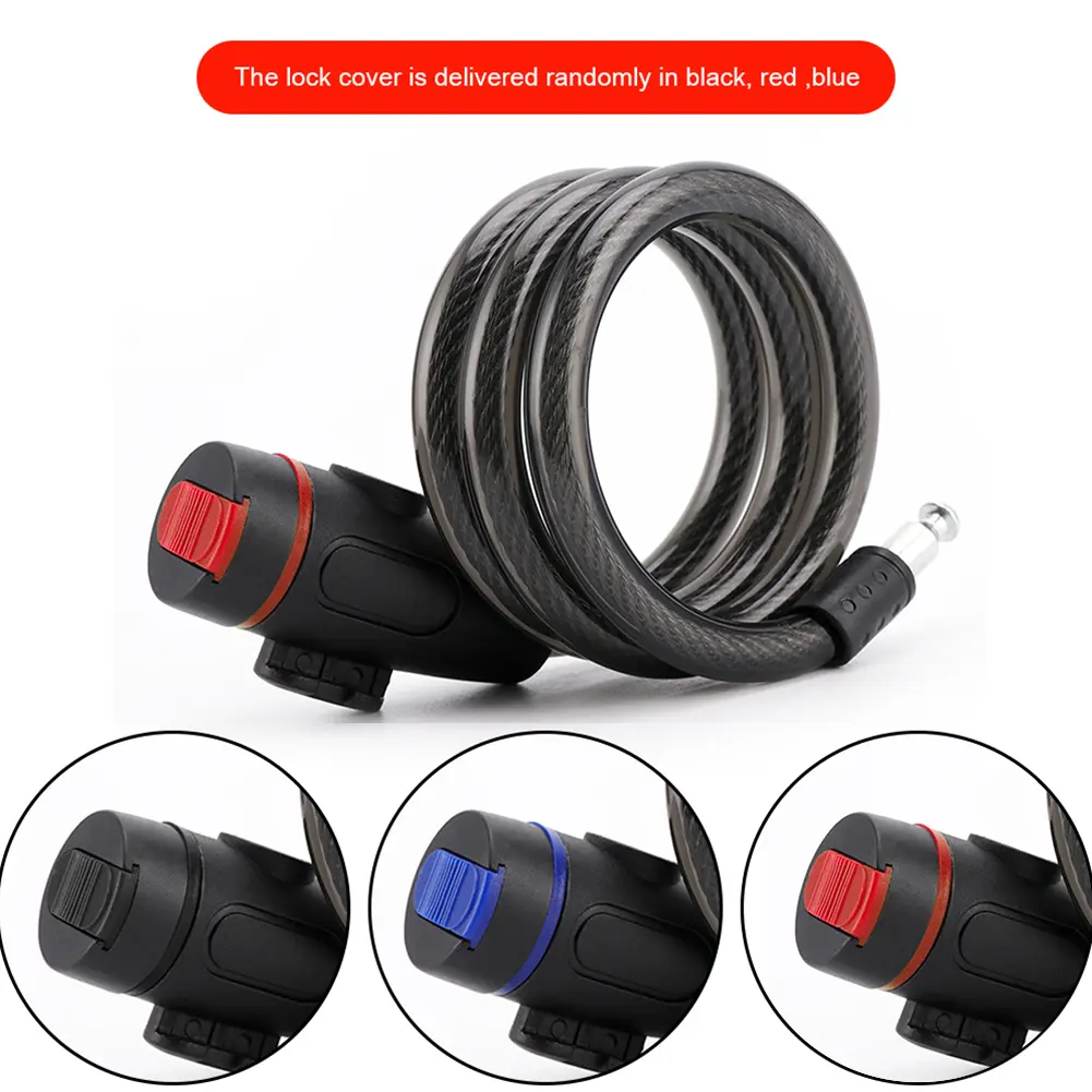 Bicycle Cable Padlock with Mounting Bracket Bike Steel Cable Lock Anti-Theft Mountain Bike Safety Lock for Electric Bike Scooter