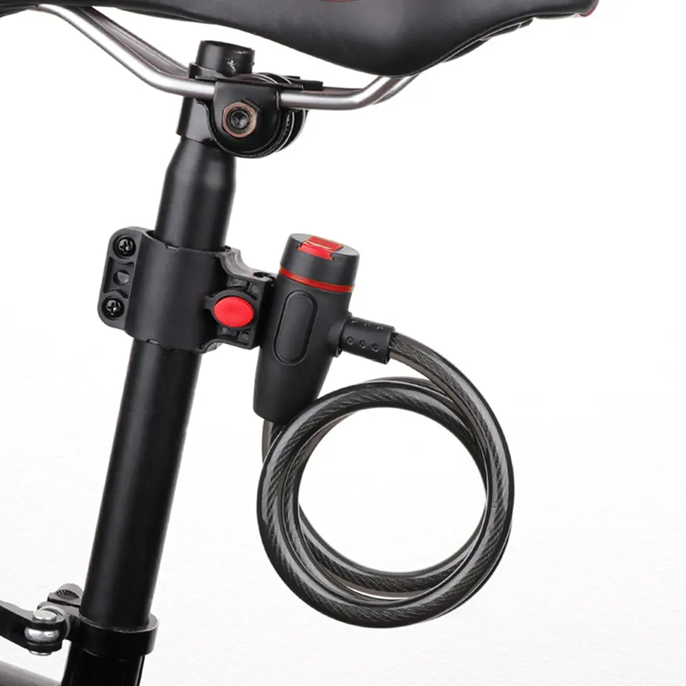 Bicycle Cable Padlock with Mounting Bracket Bike Steel Cable Lock Anti-Theft Mountain Bike Safety Lock for Electric Bike Scooter