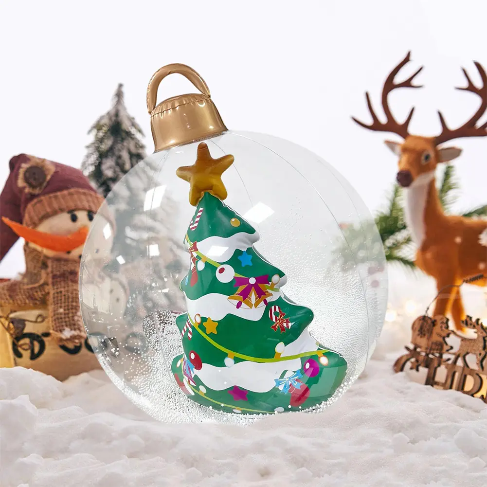 24 Inch Giant Inflatable Christmas Balls PVC Giant Inflatable Christmas Balls with Lights for Holiday Party Indoor Outdoor Decor