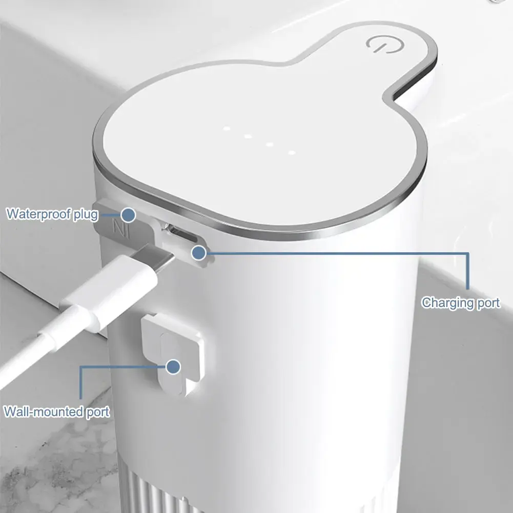 Automatic Soap Dispenser Wall Mount Dish Soap Dispenser Hands Free USB Rechargeable Electric Soap Dispenser 4 Levels Adjustable