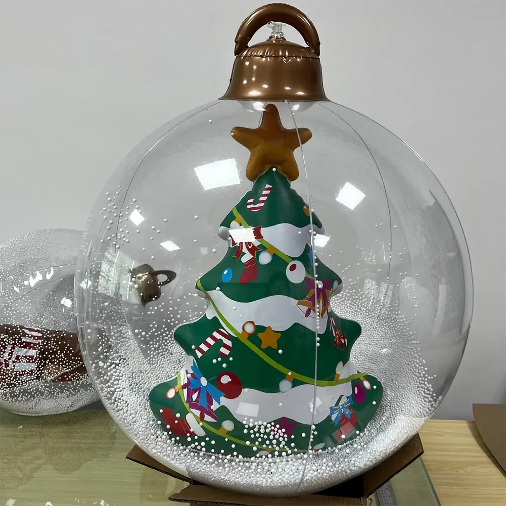 24 Inch Giant Inflatable Christmas Balls PVC Giant Inflatable Christmas Balls with Lights for Holiday Party Indoor Outdoor Decor