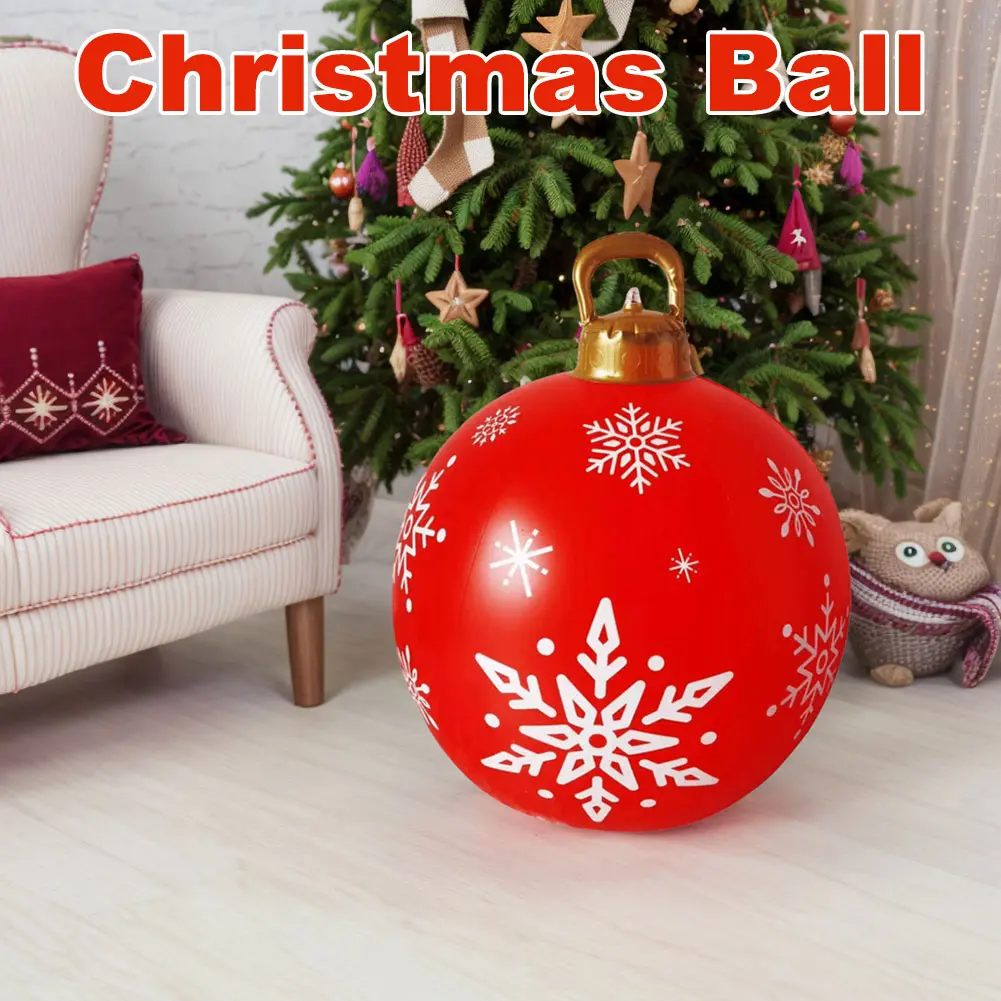 24 Inch Giant Inflatable Christmas Balls PVC Giant Inflatable Christmas Balls with Lights for Holiday Party Indoor Outdoor Decor