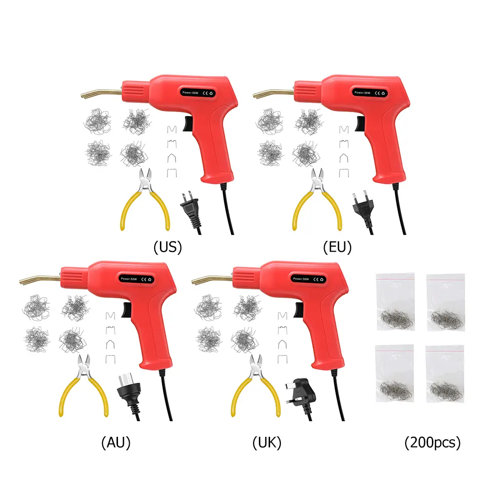 50W Plastic Welding Machine Plastic Welder 200 PCS Staples Plastic Welding Kit Heat Gun Car Bumper Repair Welding Gun