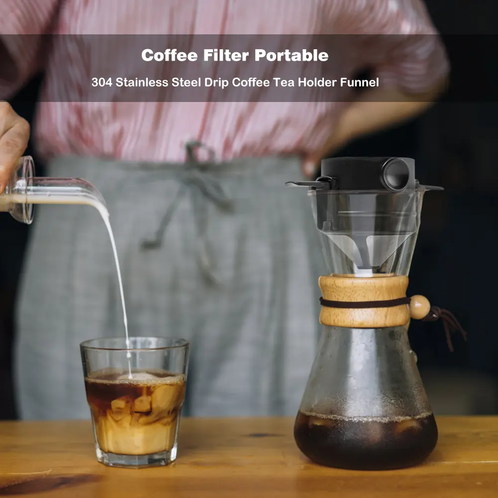 Pour Over Coffee Maker Home Coffee Filter Stainless Steel Easy To Clean No Filter Paper for Travel Camping for Drip Coffee & Tea