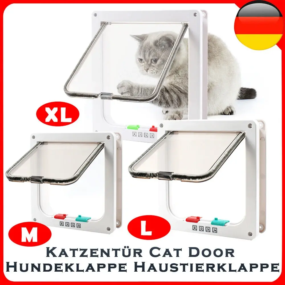 Smart Pet Door with 4 Way Security Lock Puppy Kitten Safety Door ABS Plastic Small Pet Gate Pet Doors and Sliding Door