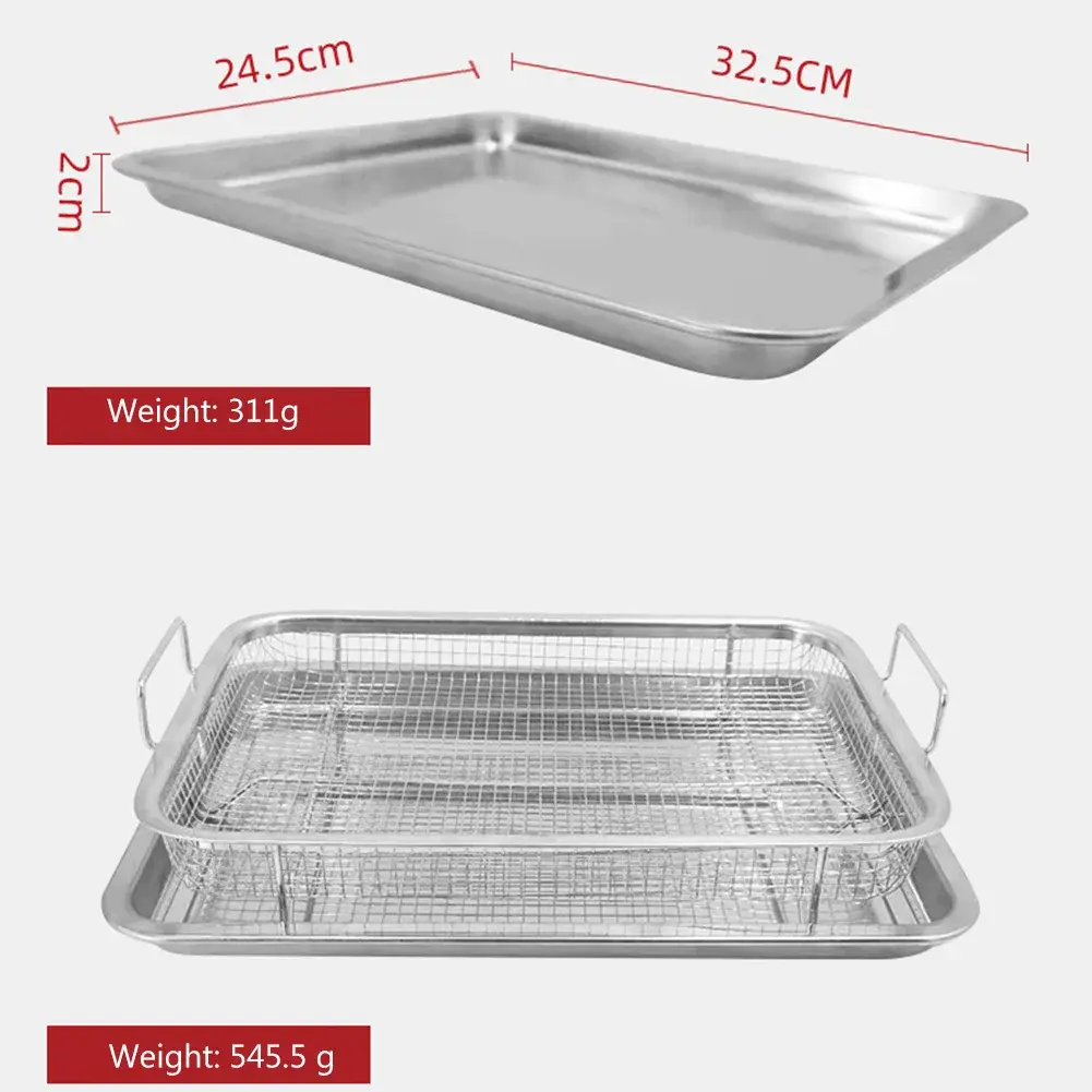 Copper Baking Tray Oil Frying Baking Pan Stainless Steel Non-stick Chips Basket Baking Dish Grill Mesh Square Frying Colander