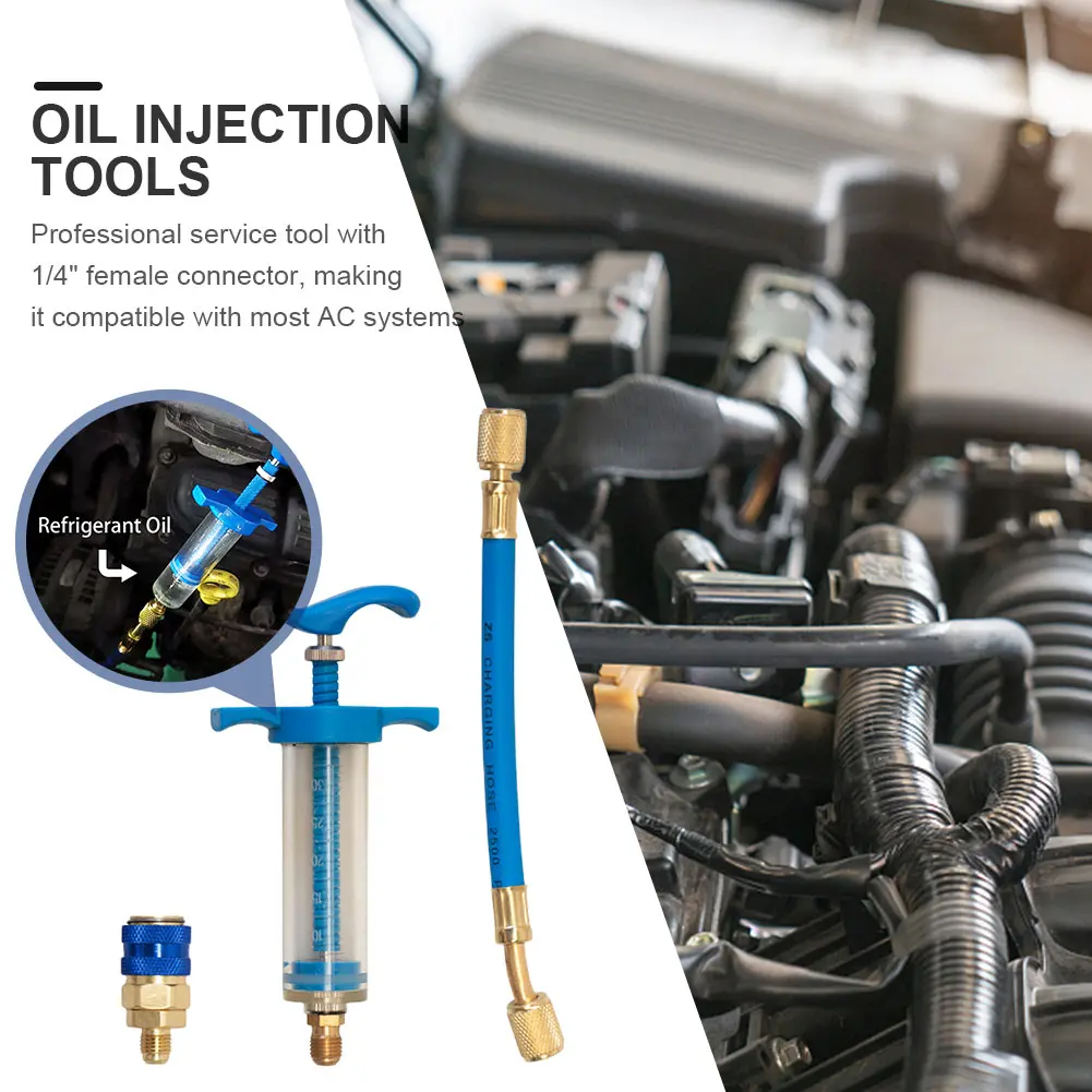 Auto Oil Dye Injector 1Oz A/C Dye Injector 1/4 SAE Oil Dye Coupler Adapter for Car Repair Tools for Vehicle Home Air Conditioner