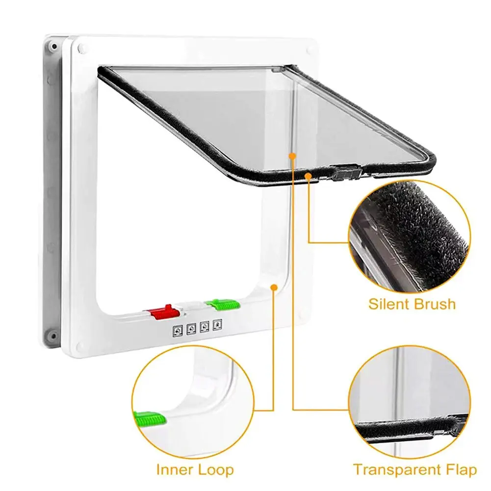 Smart Pet Door with 4 Way Security Lock Puppy Kitten Safety Door ABS Plastic Small Pet Gate Pet Doors and Sliding Door