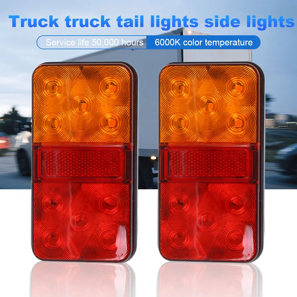 2Pcs 12V Indicator Stop Light 6000K Trailer Truck Tail Lamp Waterproof Tail Signal Light Rear Indicator Lamp for RV Lorry Truck