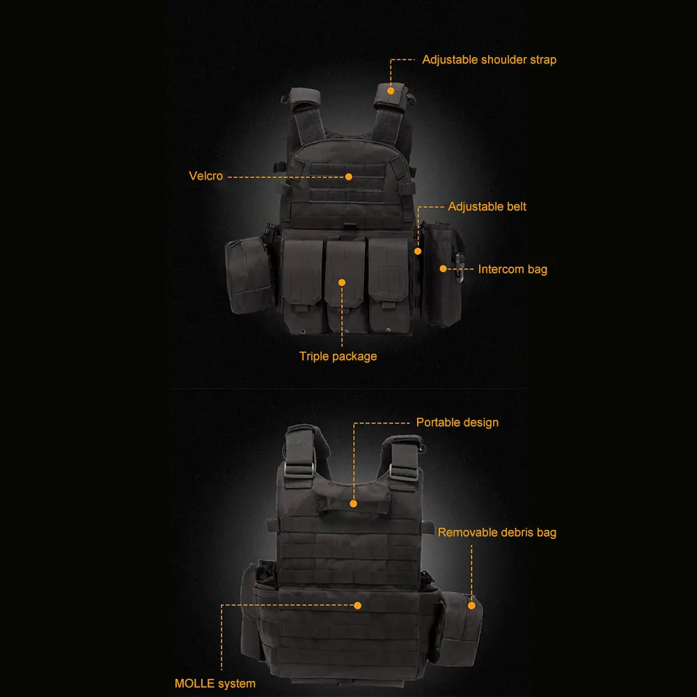 Nylon Airsoft Vest Multi-Functional Camouflage Paintball Airsoft Vest Adjustable Men Women Combat Equipment for Outdoor Cycling