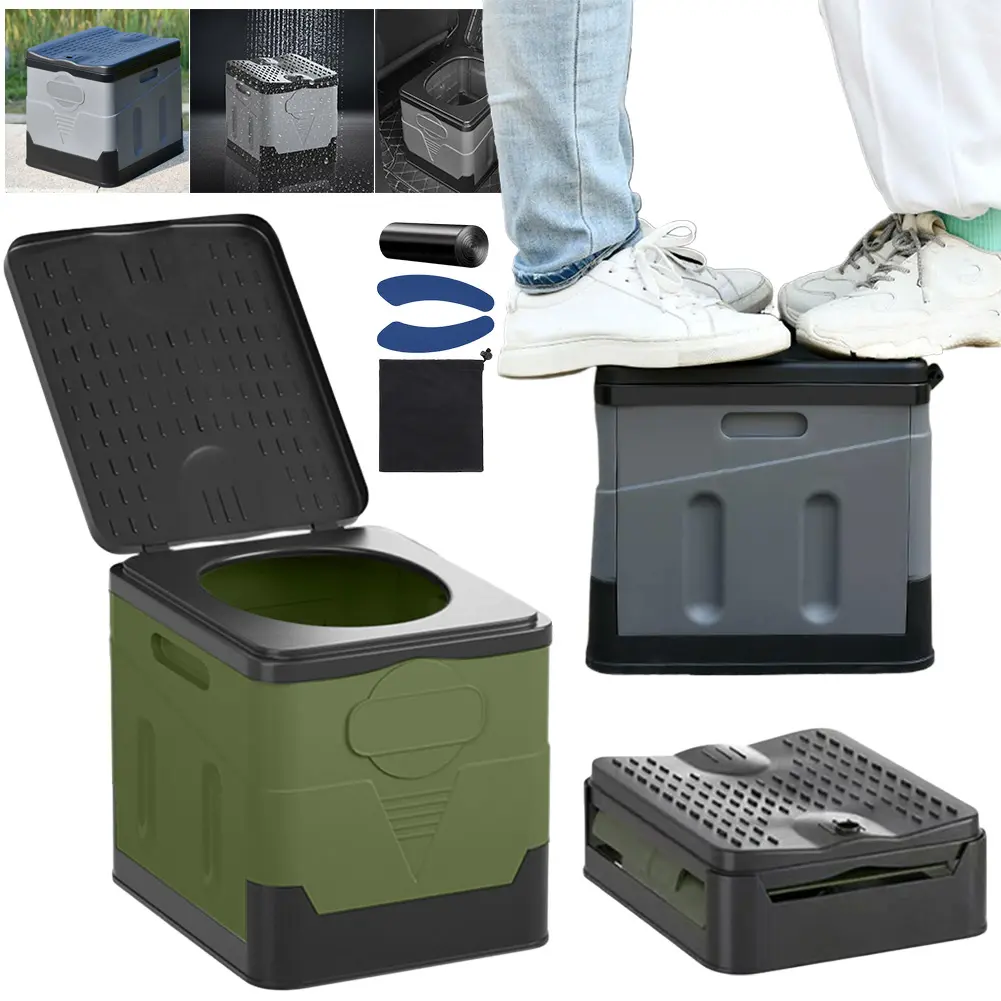 Portable Toilet Car Toilet Bucket Trash Can Travel Outdoor Camp Folding Toilet for Tour Emergency Self-driving for Adults & Kids