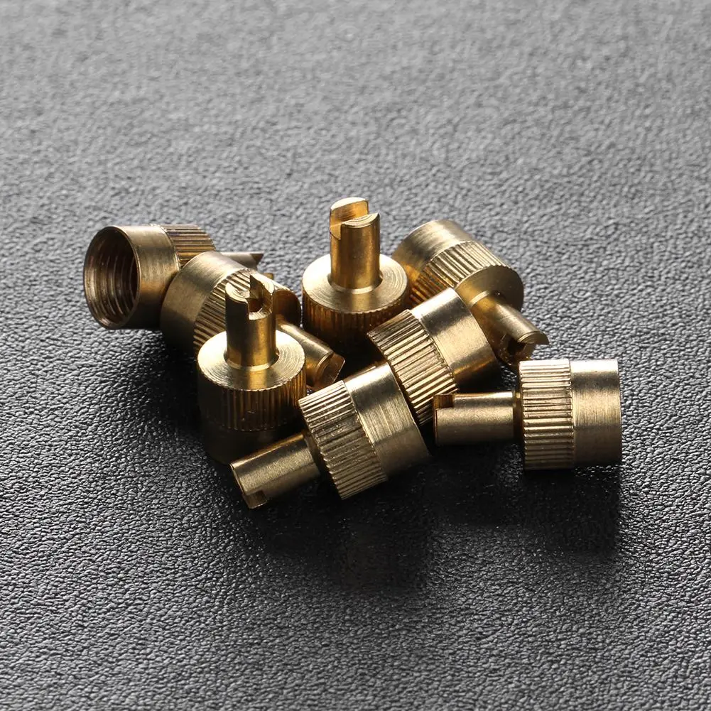 8CS Wheel Tire Valve Lid Cover Leak-proof Tire Valve Stem Cap Copper Slotted Head Stem Cover Auto Repair Parts