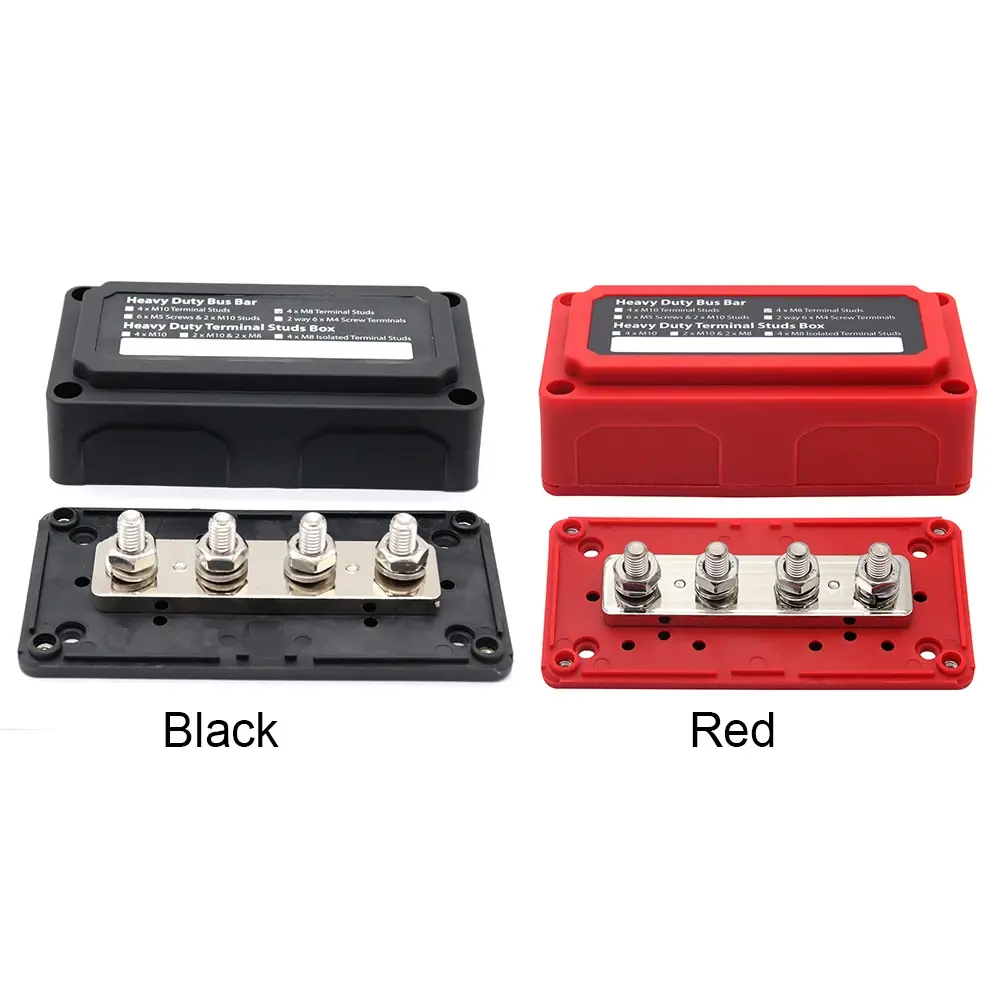 M8 Bus Bar Box 4Terminal Studs High Current Busbar Cable 300A Organizer Box Heavy-Duty Modular Design Board Case For Car RV Ship