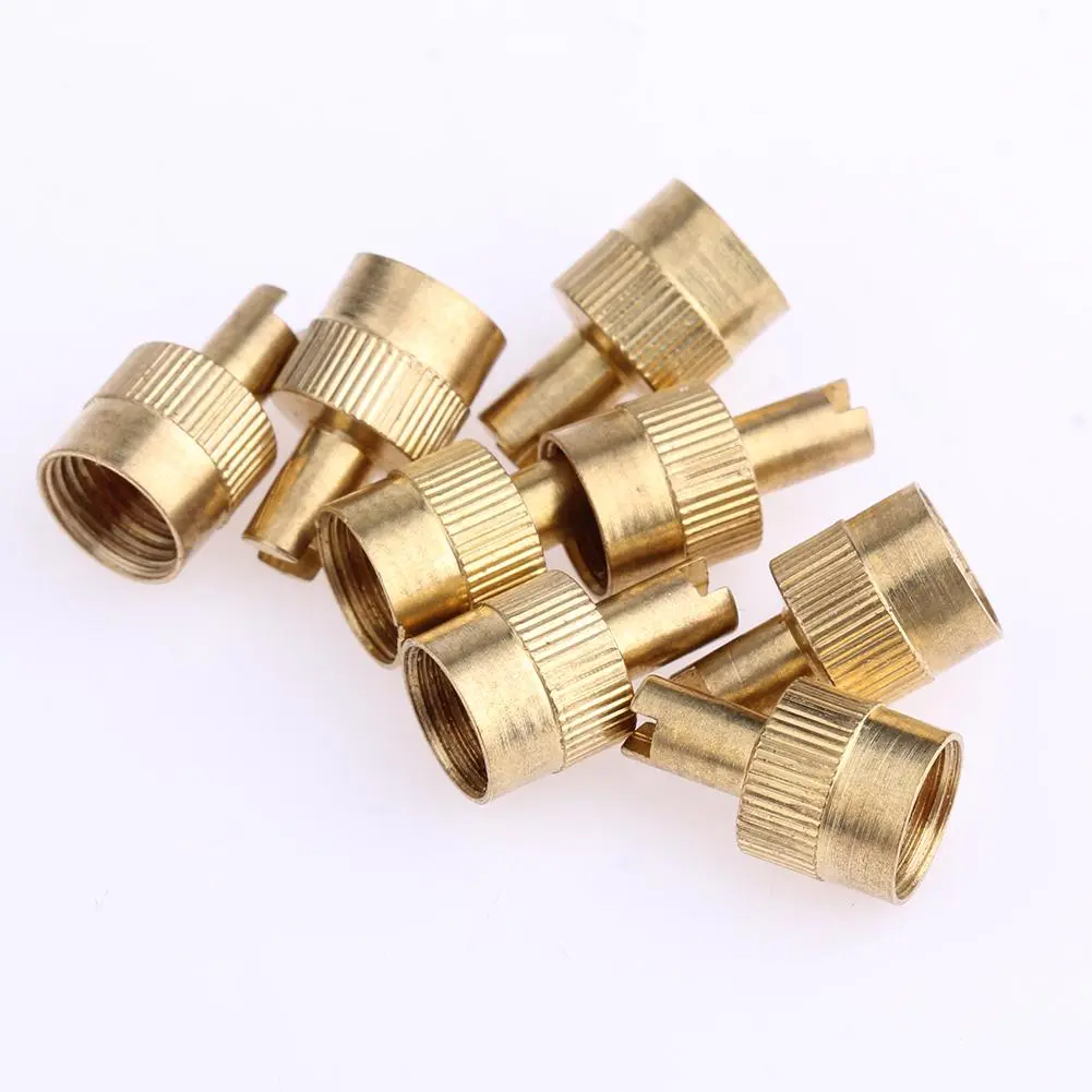8CS Wheel Tire Valve Lid Cover Leak-proof Tire Valve Stem Cap Copper Slotted Head Stem Cover Auto Repair Parts