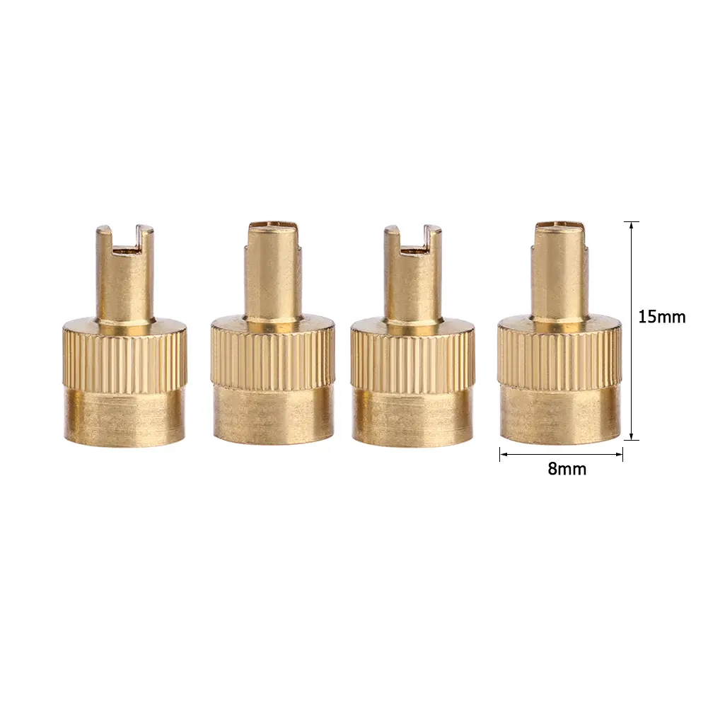 8CS Wheel Tire Valve Lid Cover Leak-proof Tire Valve Stem Cap Copper Slotted Head Stem Cover Auto Repair Parts