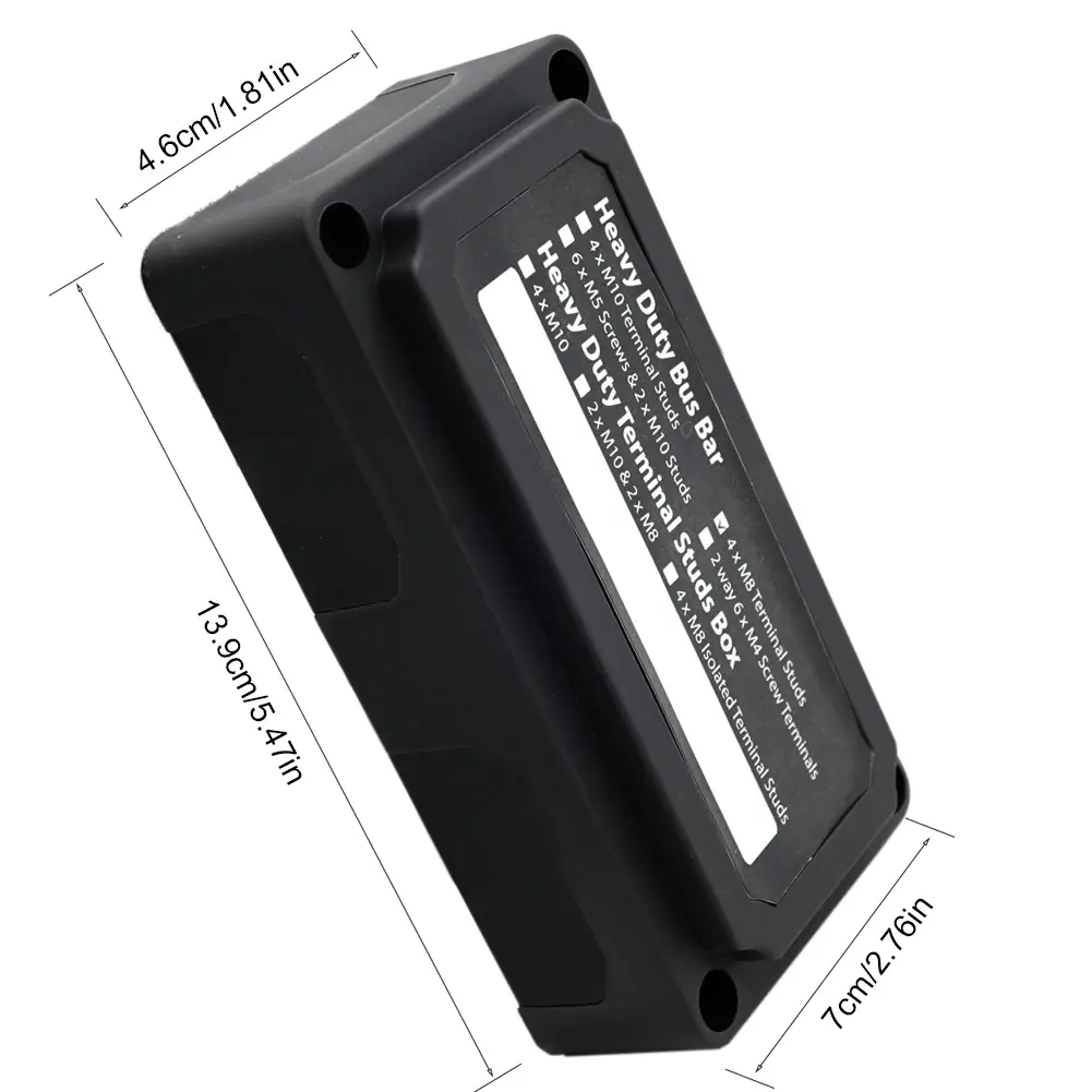 M8 Bus Bar Box 4Terminal Studs High Current Busbar Cable 300A Organizer Box Heavy-Duty Modular Design Board Case For Car RV Ship
