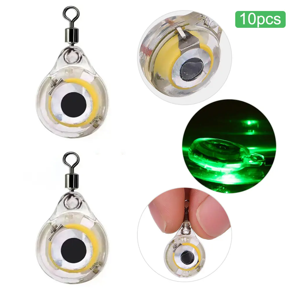 10-100Pcs Fishing Lure Light Mini Eye Shape Battery Powered for Seawater Freshwater