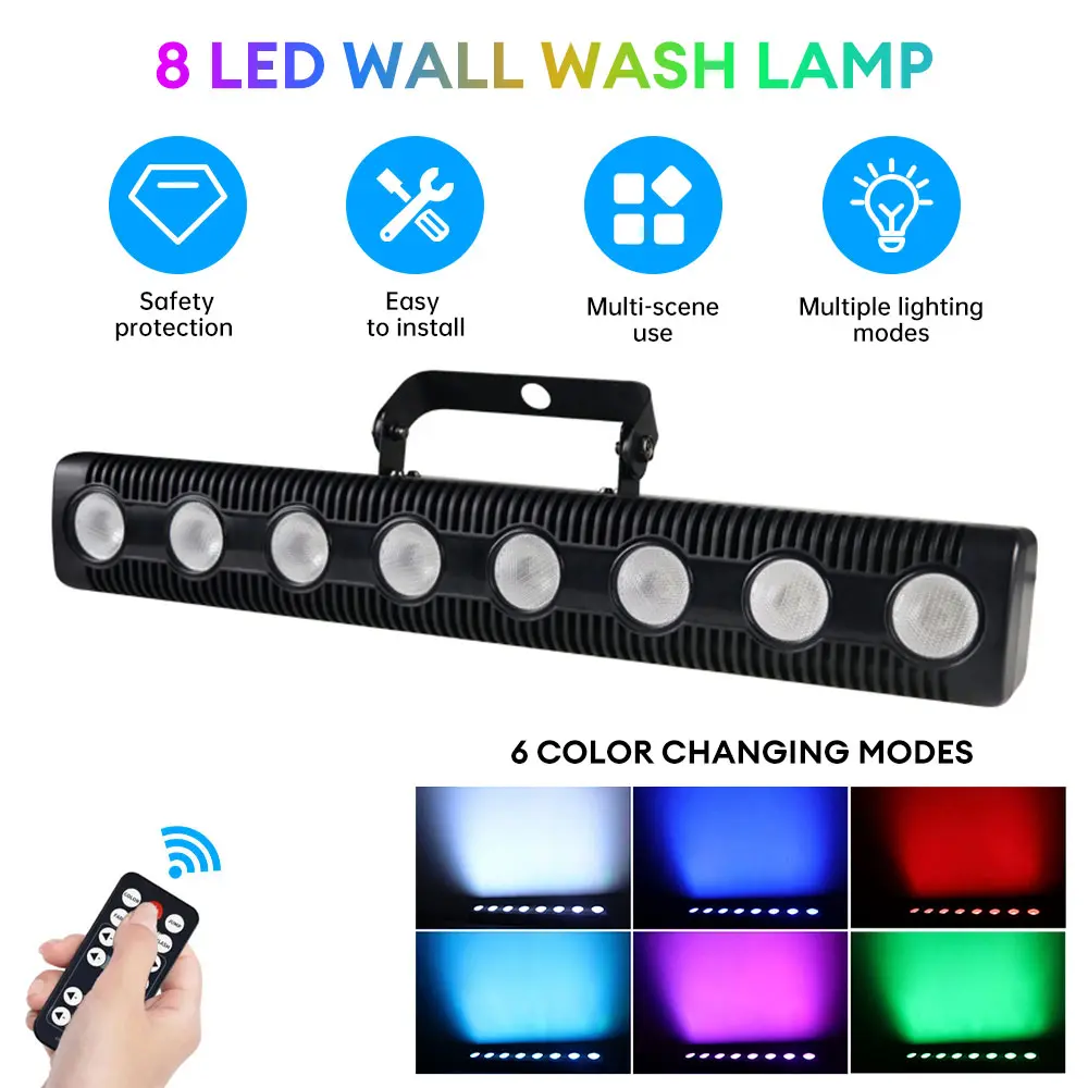 8 Led Rgbw 4 In 1 Dmx Wall Light Dj Disco Party Stage Light Wall Wash Light Dyed Background Birthday Wedding Stage Bar Light Ktv