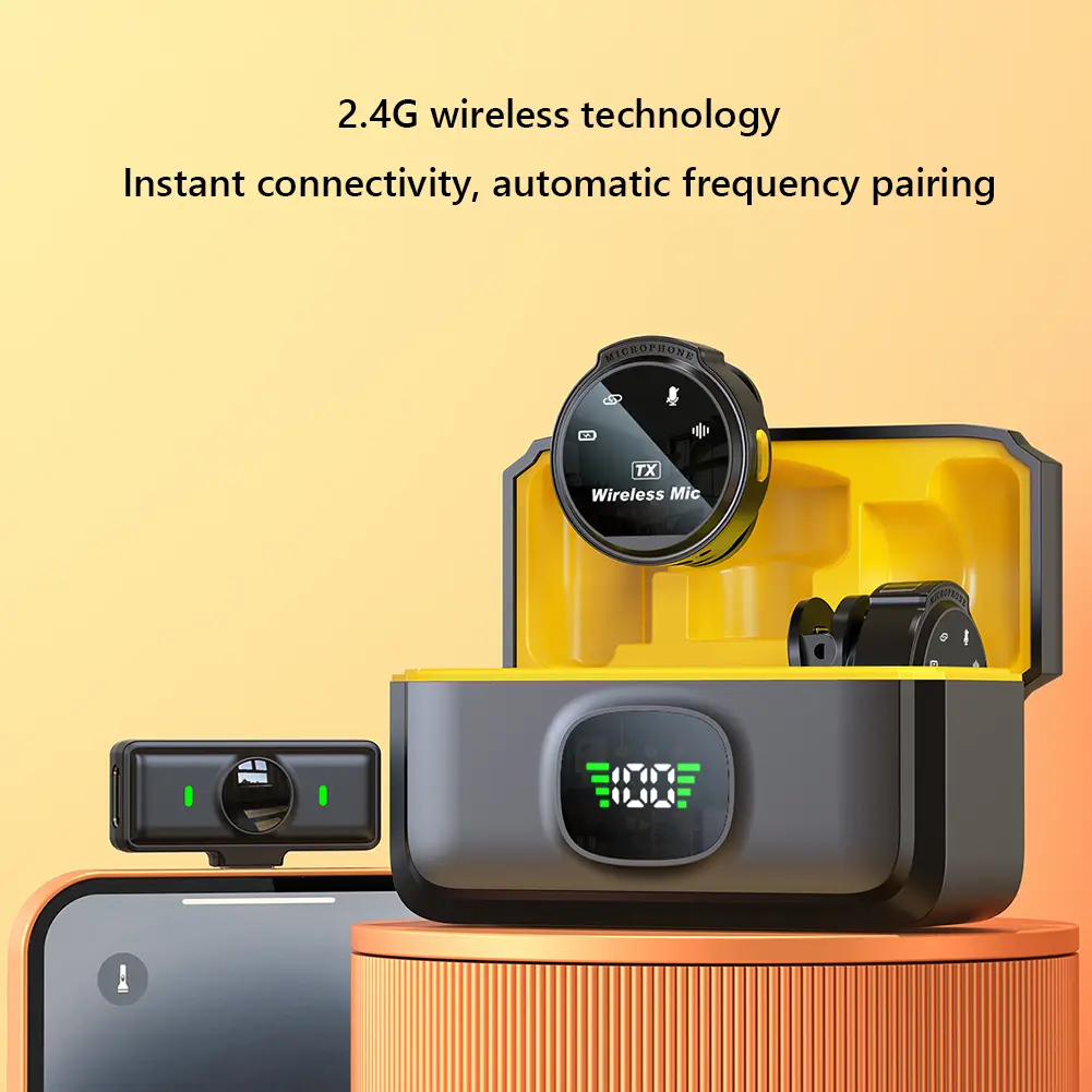 Wireless Lapel Microphone with Magnetic Clip Small Mini Clip Lapel Lav Mic 164ft Range for Android Type-c Smartphone iPhone iPad