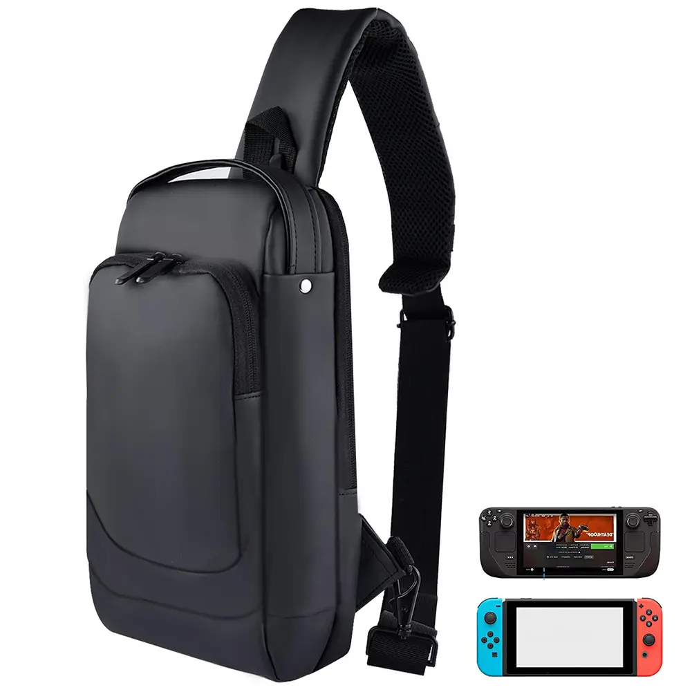 Multifunctional Crossbody Bag Accessories PU Leather Protective Bags Adjustable Shoulder Carry Bag Large Capacity for Steam Deck