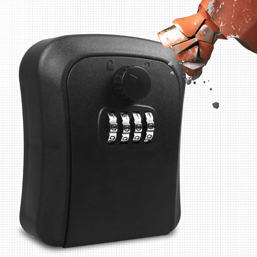 4 Digit Combination Lockbox Waterproof Resettable Code Safe Security Lock Box for Home Office Garage Apartment Spare Key Storage