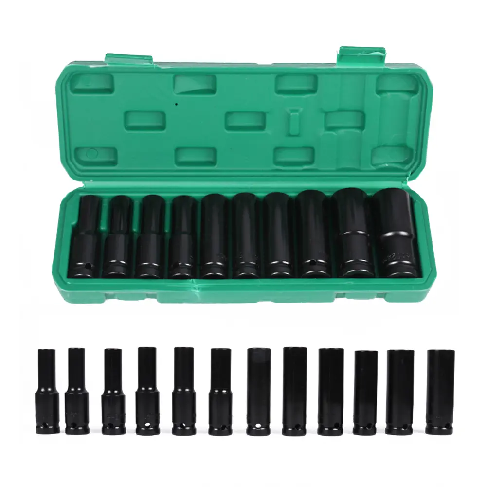 Impact Socket Set 1/2" Drive Metric Deep Impact Socket Set Pneumatic Wrench Head Tire Removal Tool Socket Head Kit Hand Tool Set