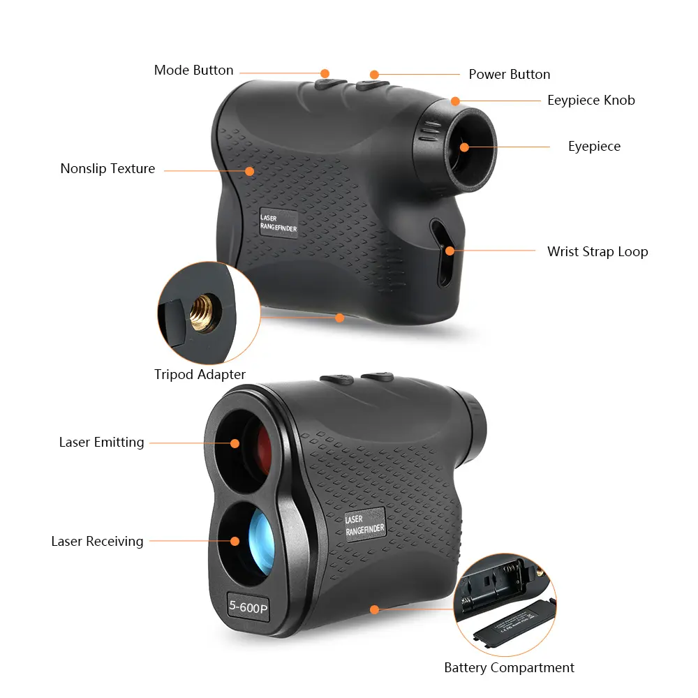 500M / 600M / 900M Laser Rangefinder Distance Meter Speed Tester Range Finder Digital Hunting Measurement Monocular Telescope