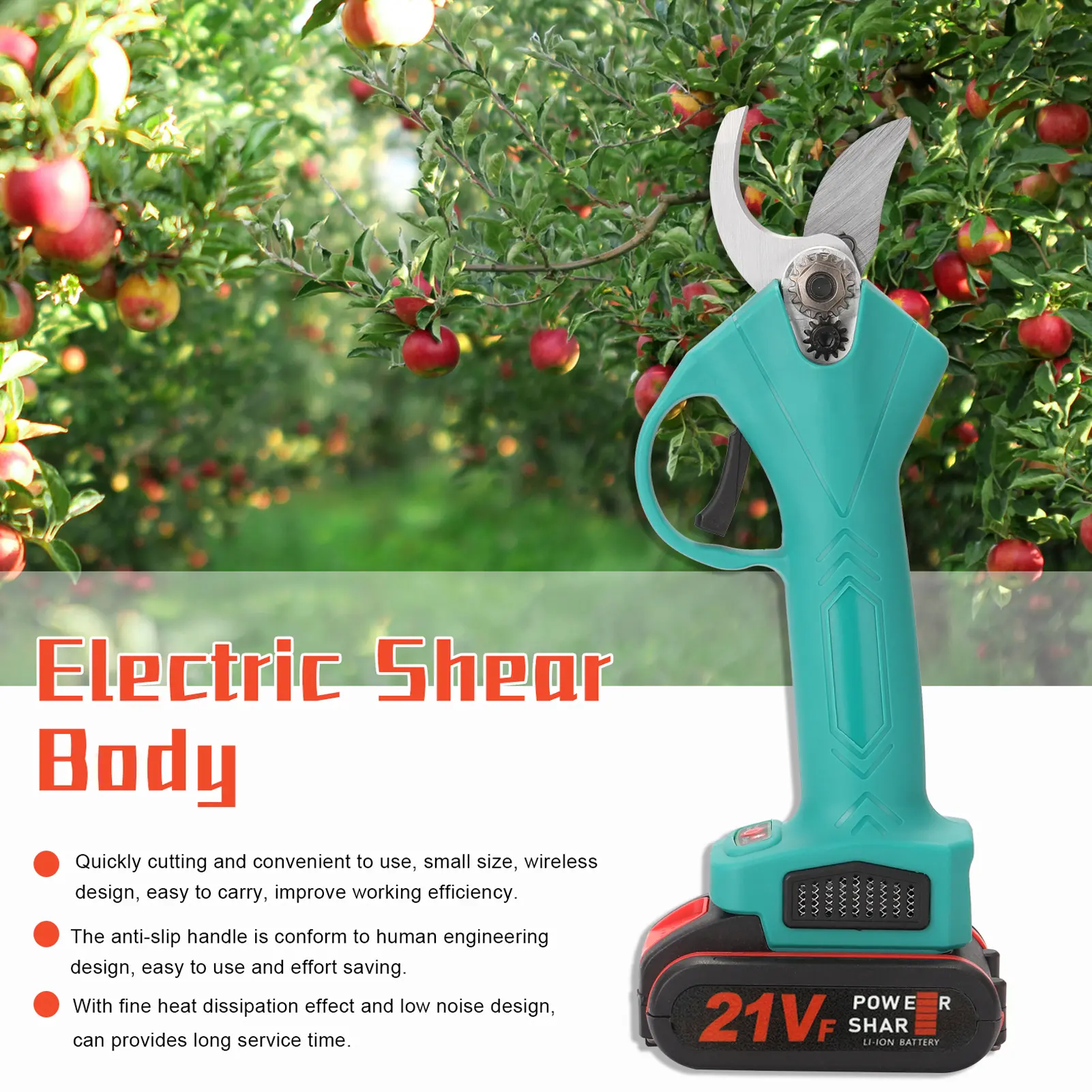 KKmoon Garden Scissors Cordless Electric Pruner 88VF 21V 25mm Electric Pruner Rechargeable Battery Pruning Shears Garden Cutter