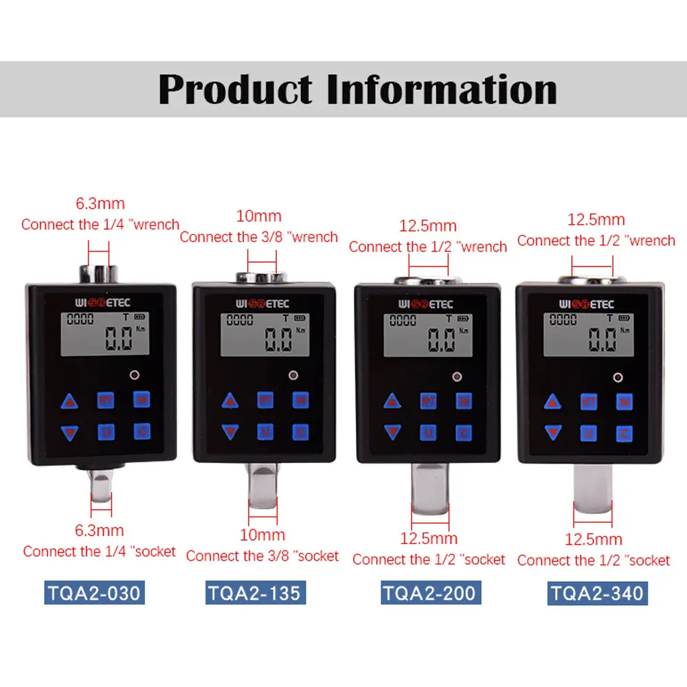 Digital Torque Wrench 0.3-340 Nm Adjustable Torque Meter Adapter Professional Electronic Torque Wrench Inspection Repair Tools