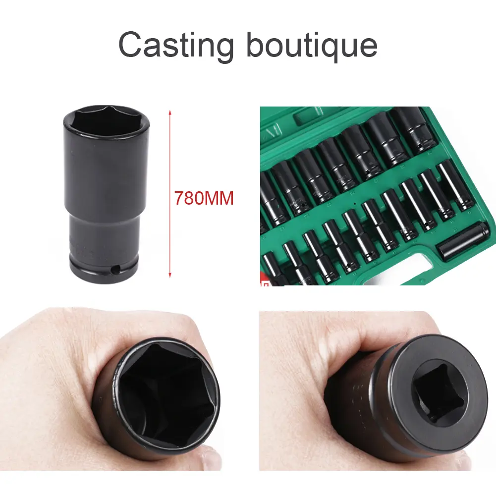 Impact Socket Set 1/2" Drive Metric Deep Impact Socket Set Pneumatic Wrench Head Tire Removal Tool Socket Head Kit Hand Tool Set