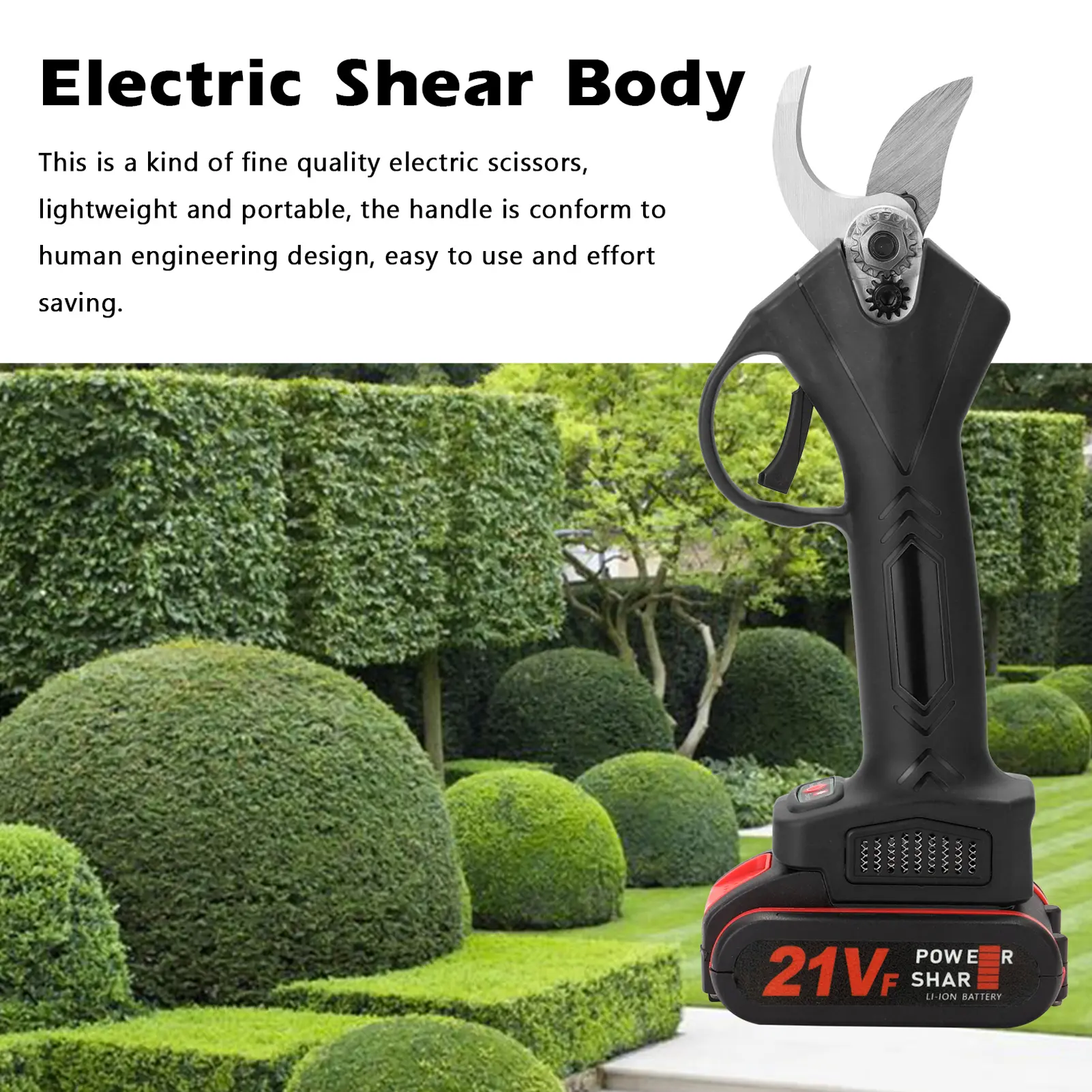 KKmoon Garden Scissors Cordless Electric Pruner 88VF 21V 25mm Electric Pruner Rechargeable Battery Pruning Shears Garden Cutter
