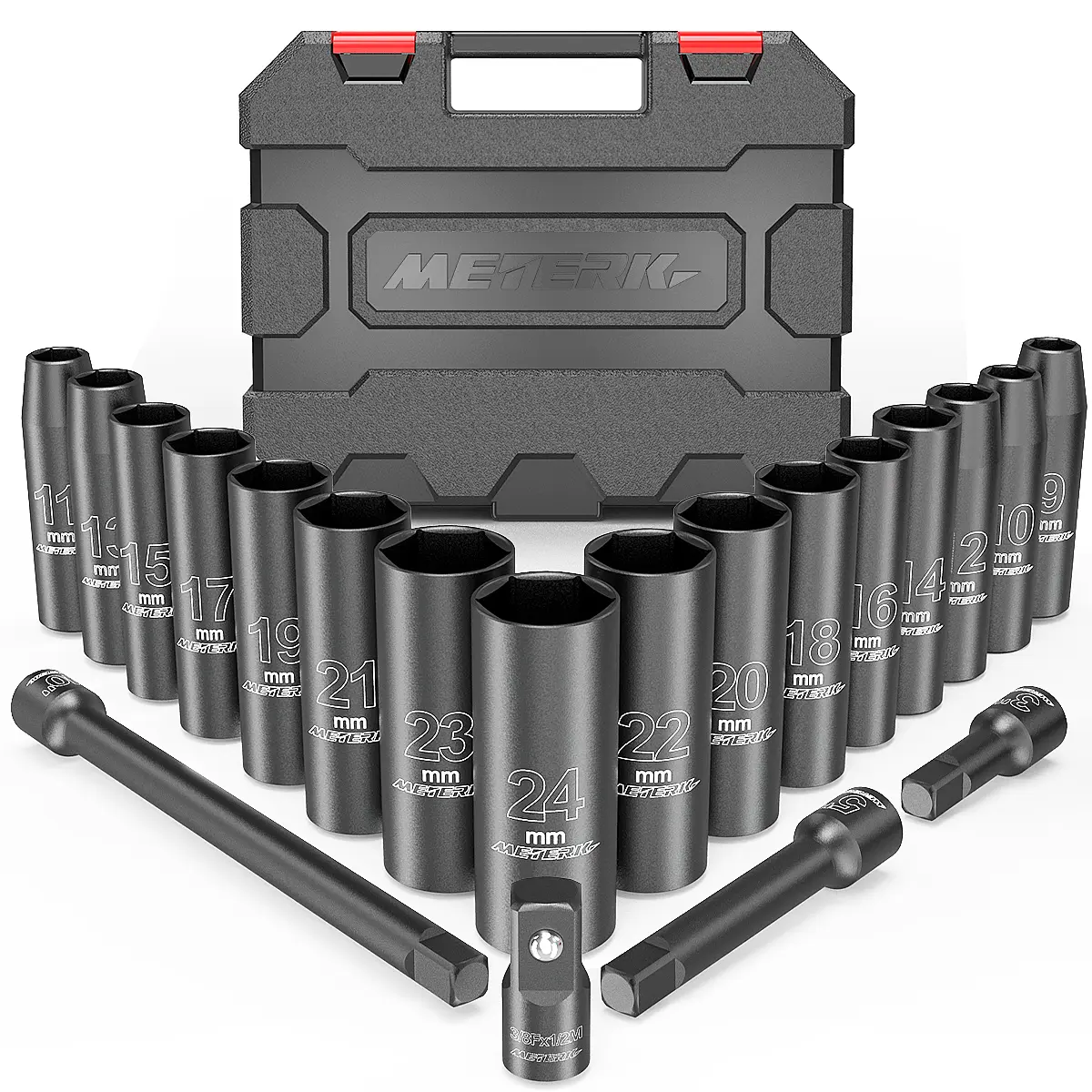 Impact Socket Set 1/2" Drive Metric Deep Impact Socket Set Pneumatic Wrench Head Tire Removal Tool Socket Head Kit Hand Tool Set