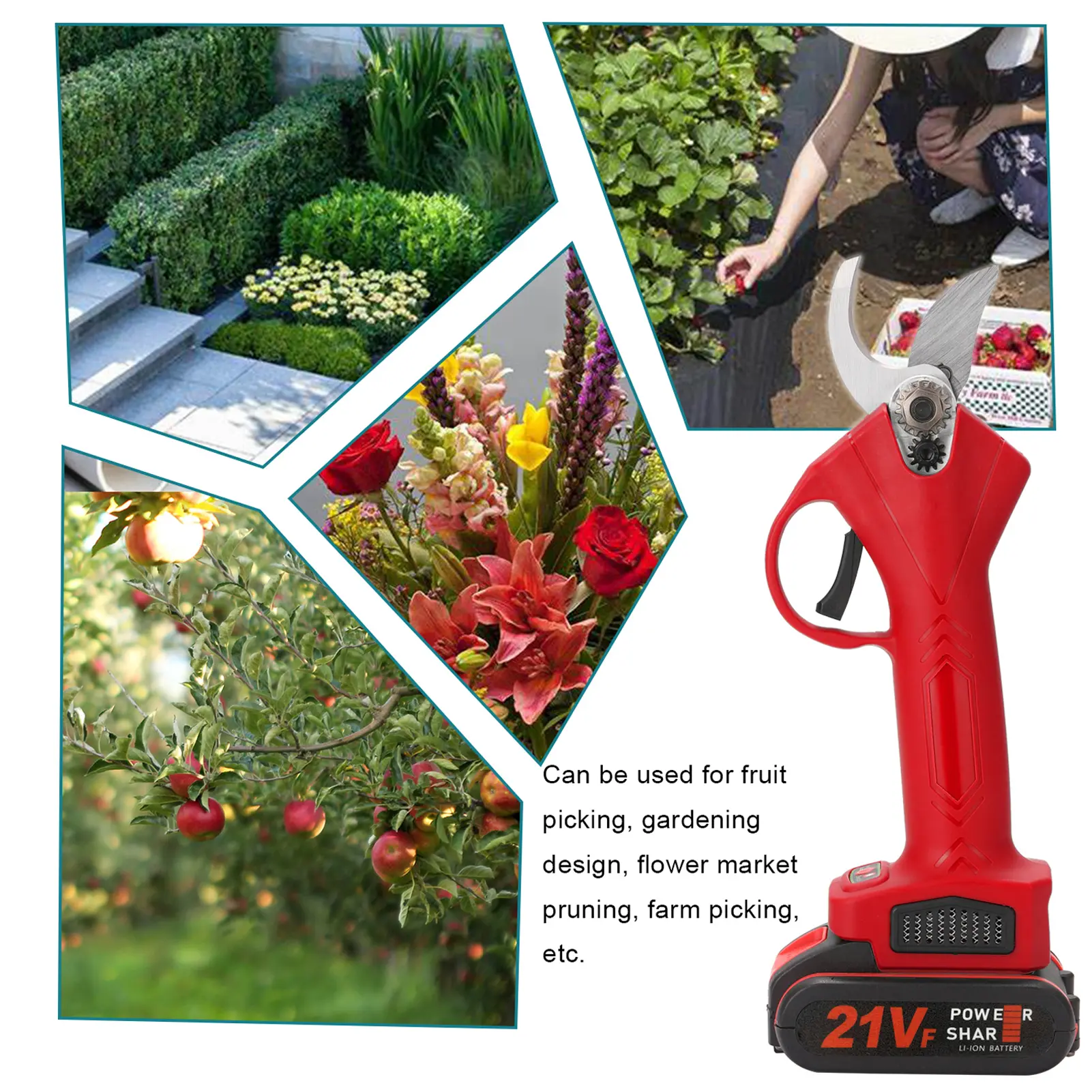 KKmoon Garden Scissors Cordless Electric Pruner 88VF 21V 25mm Electric Pruner Rechargeable Battery Pruning Shears Garden Cutter