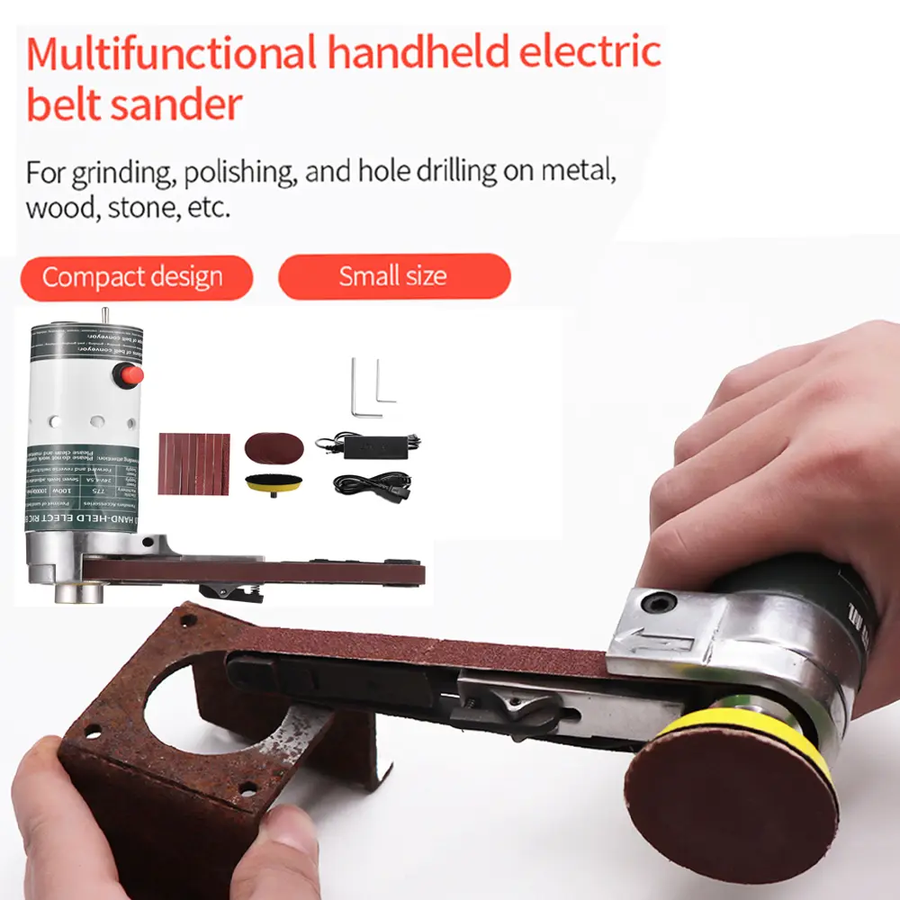 KKMOON Electric Belt Sander Mini Belt Sander Electric Grinder Small Grinding Machine Electric Belt Sander with Sanding Belts