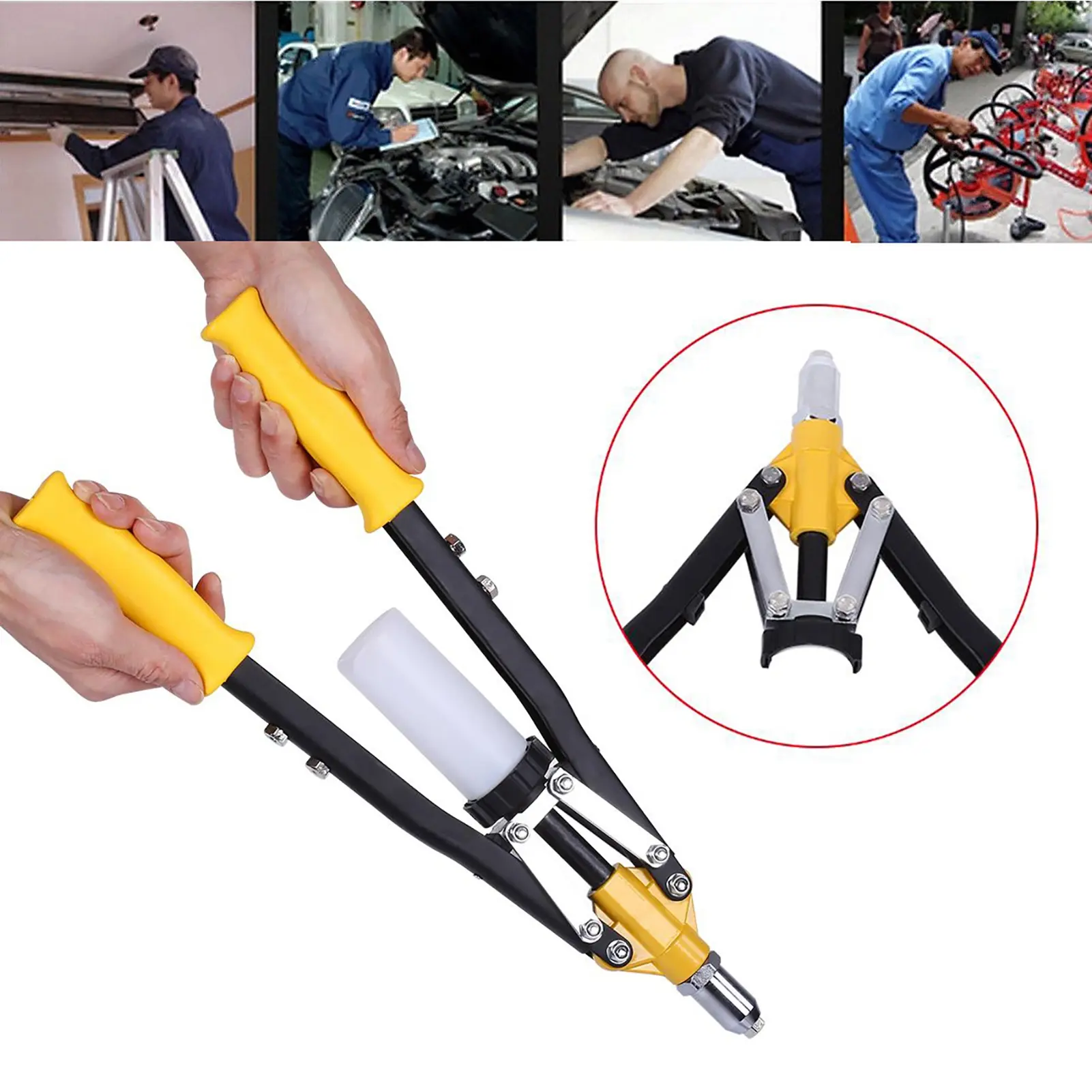 Professional Hand Riveter Heavy Duty Blind Rivet Gun 3.2mm 4.0mm 4.8mm 5.0mm 6.4mm Rivet Tool Rivet Gun 5 Rivet Nosepieces