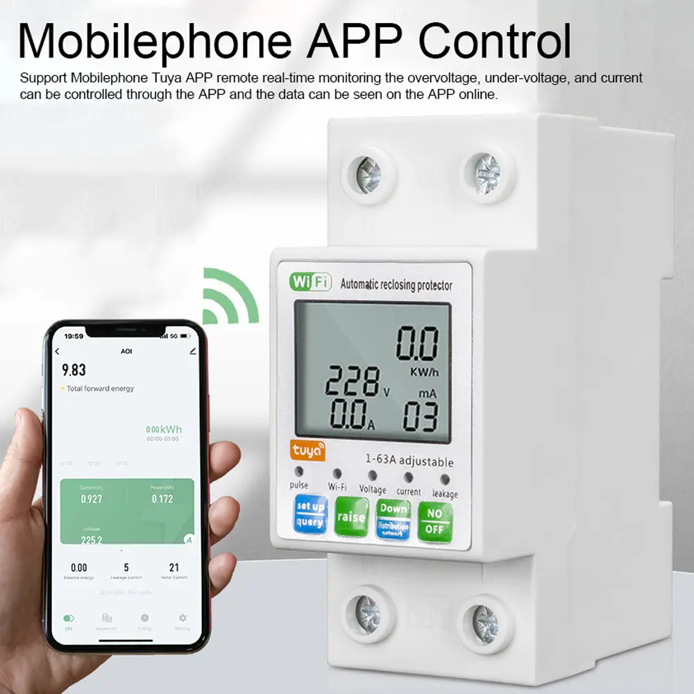 Tuya ZigBee Intelligent Automatic Reclosing Protector Current Voltage Meter Switch Power Meter Circuit Breaker Need Gateways