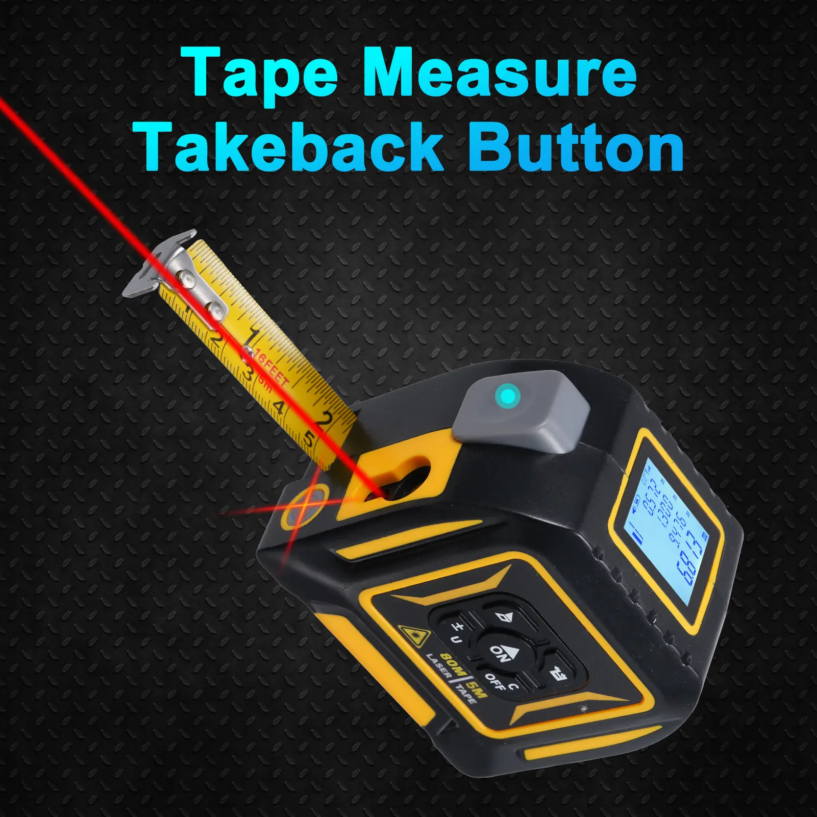 3in1 Laser Rangefinder Distance Meter Laser Cross-marking 5M Tape Measure Continuity Area Volume Pythagorean Laser Tape Measure