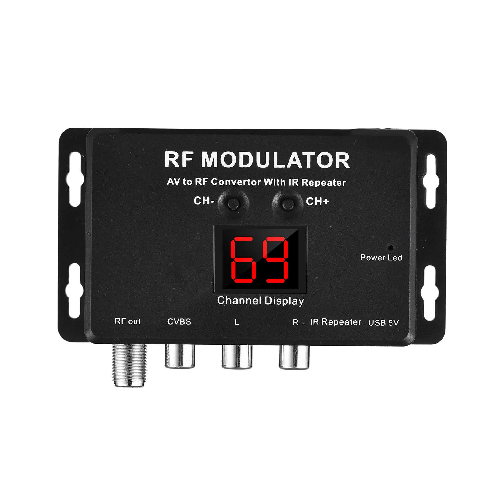 M60IR RF Modulator with IR Repeater AV to RF Converter with IR Repeater To modulate Audio/Video/signal to RF signal over coaxial