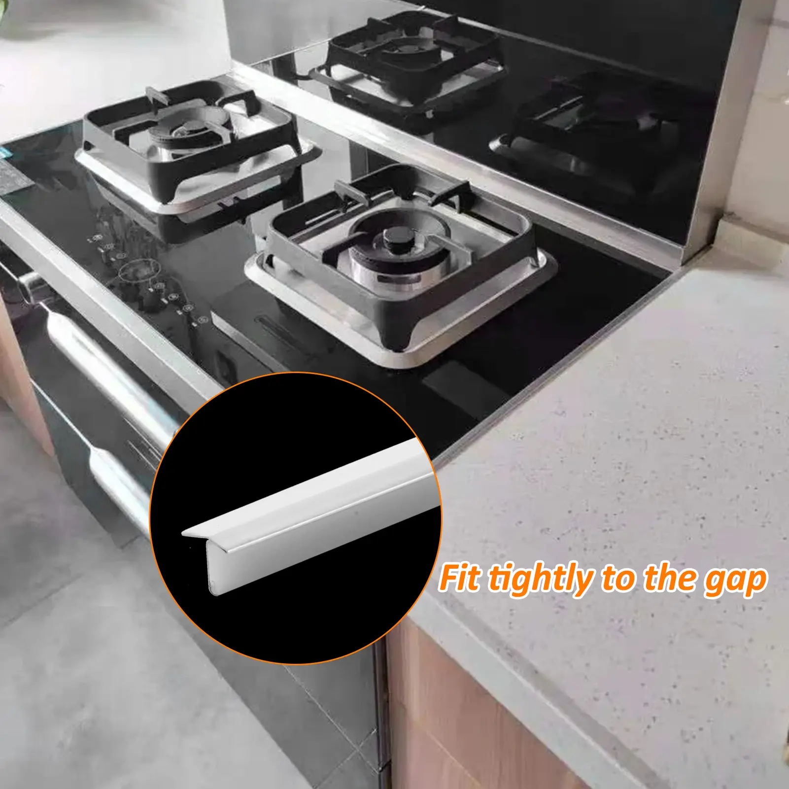 2 Pack Joint strip Stainless Steel Stove Gap Cover Stove Filler Between The Countertop Stove Top Effectively Seal The Gap 51.5cm